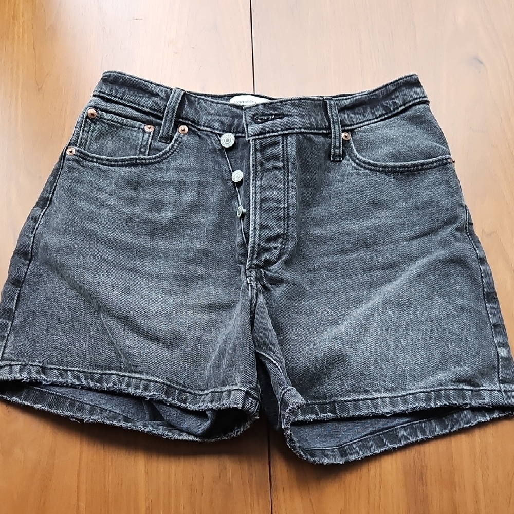 Abercrombie & Fitch Black Denim Dad Shorts
